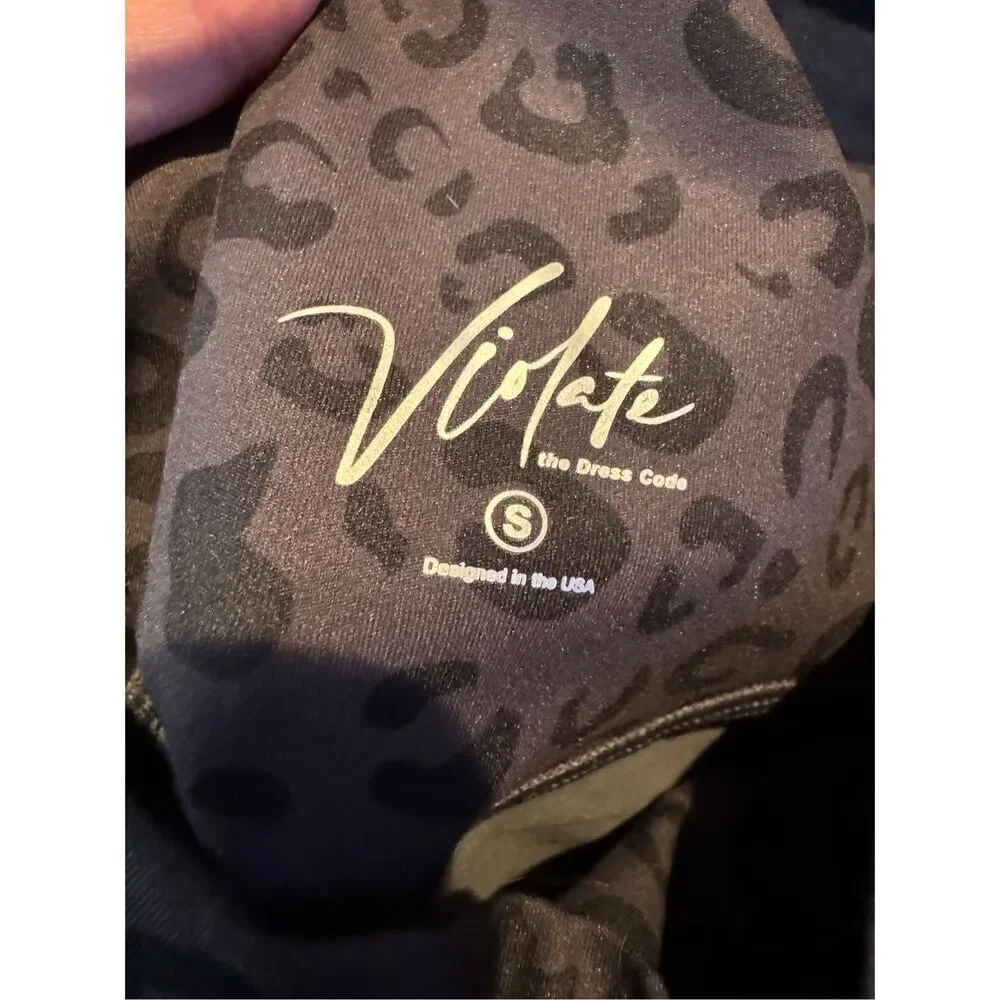 NWT Violate the Dress Code black gray leopard shorts size small